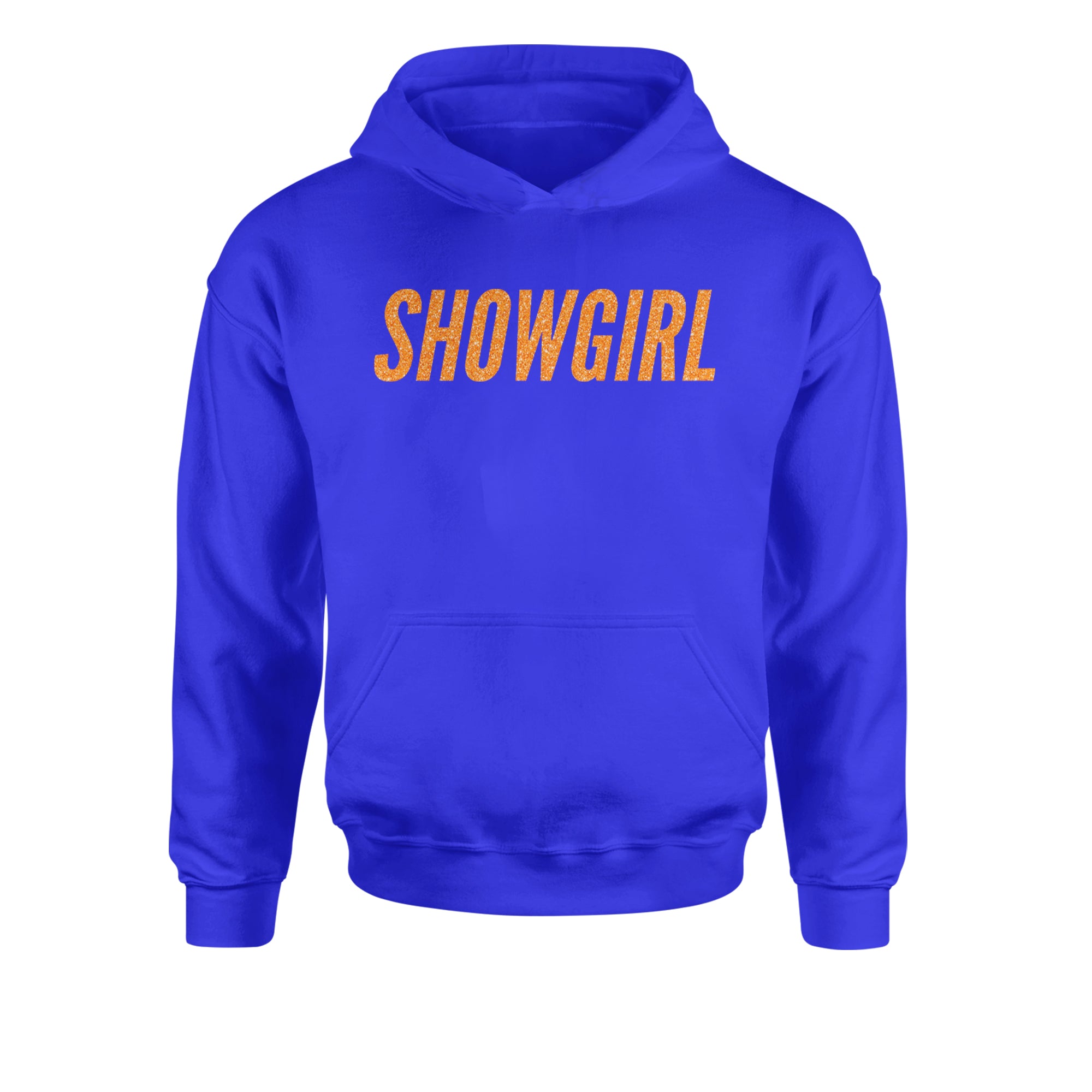 Showgirl Orange Glitter Youth-Sized Hoodie Royal Blue