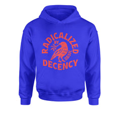 Radicalized by Basic Decency Dove Protest Statement Youth-Sized Hoodie Royal Blue