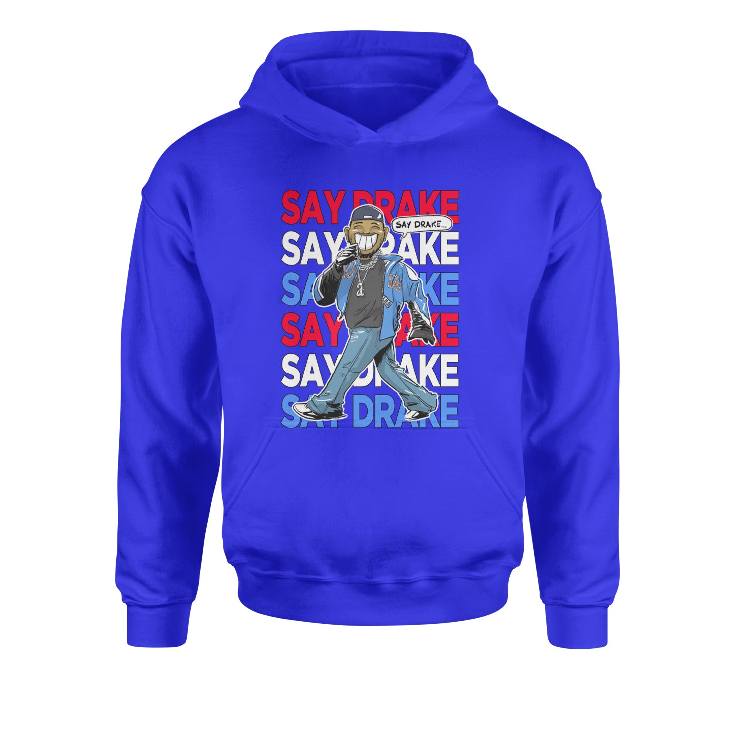 Say Drake Smiling Meme Mustard Youth-Sized Hoodie Royal Blue