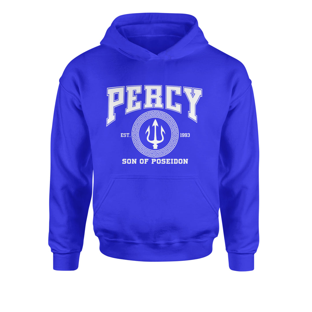 Percy Son Of Poseidon Sea God Youth-Sized Hoodie Royal Blue