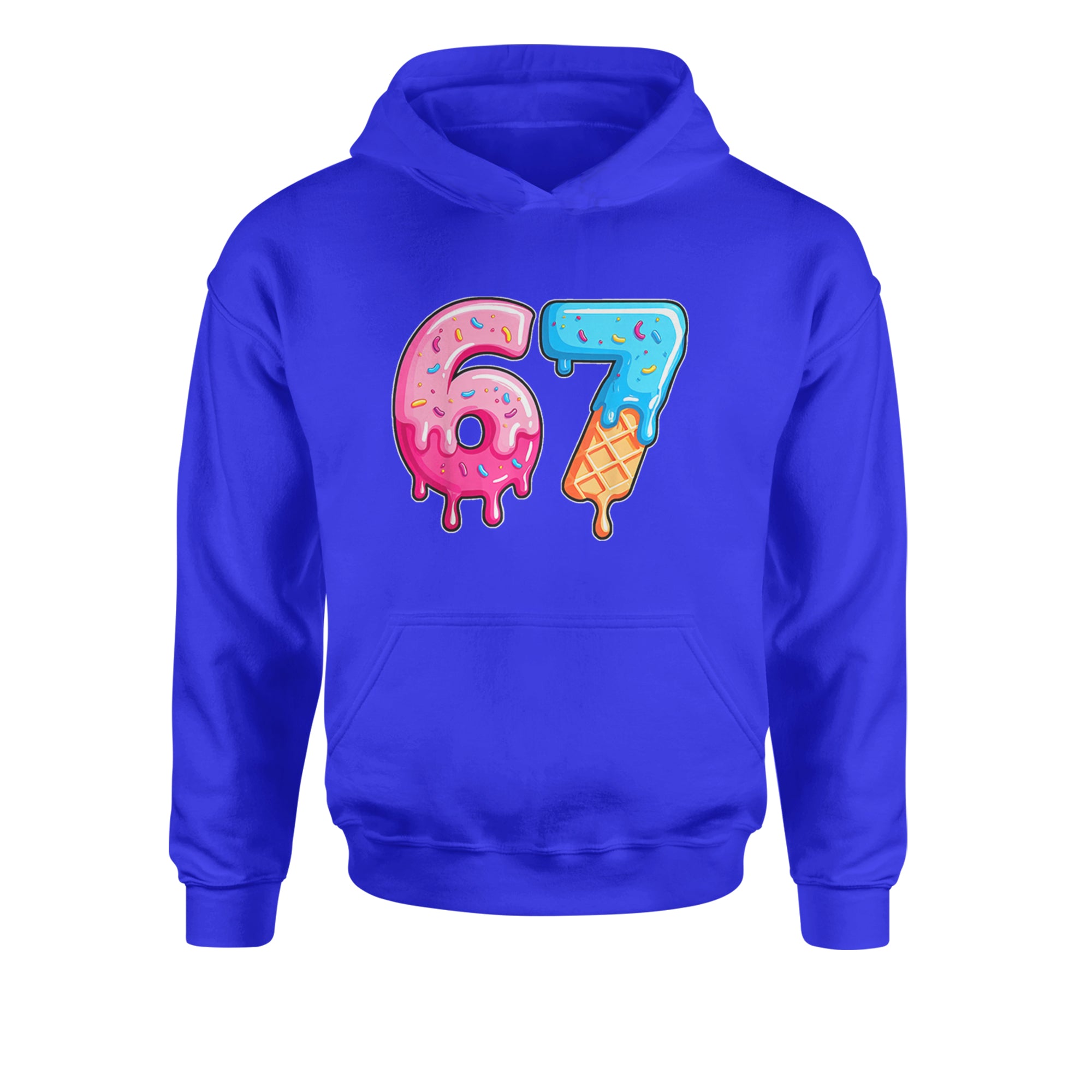 67 Dripping Ice Cream Donut Melt Youth-Sized Hoodie Royal Blue