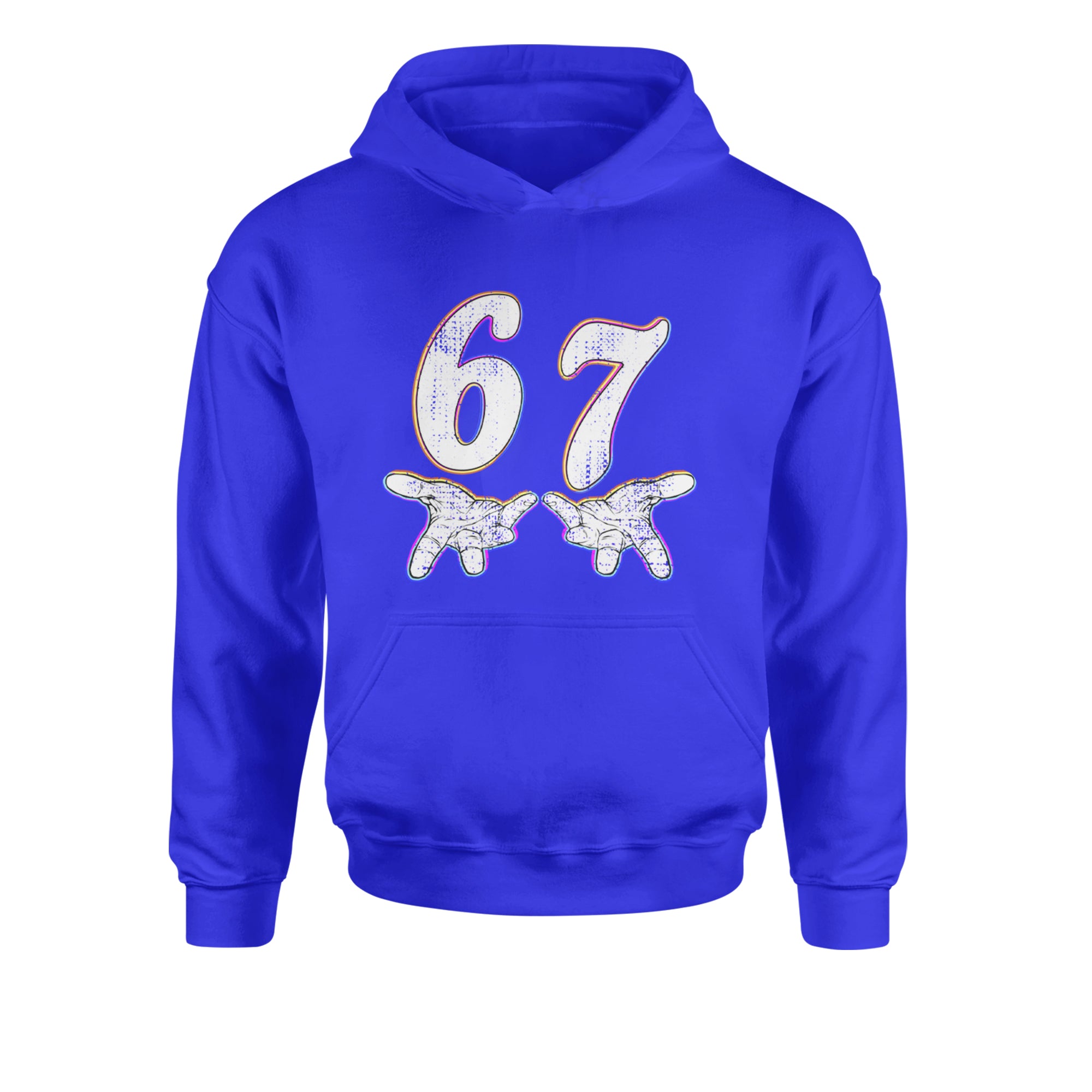 67 Hands Meme Viral Drill Youth-Sized Hoodie Royal Blue