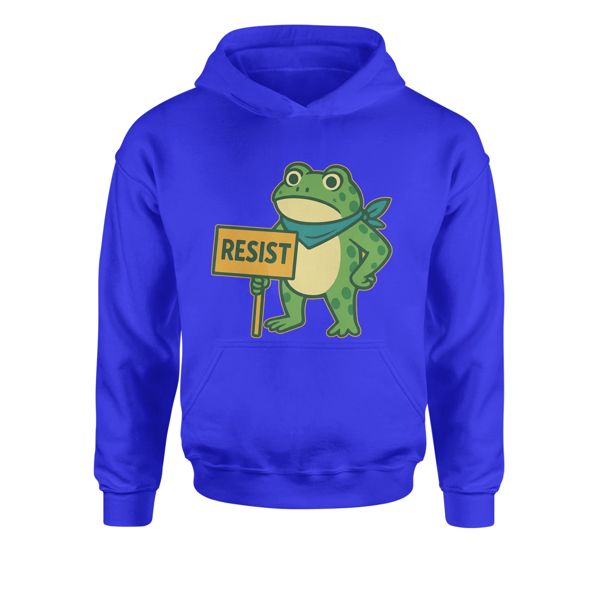 Sign Resist Meme Frog Protest Youth-Sized Hoodie Royal Blue