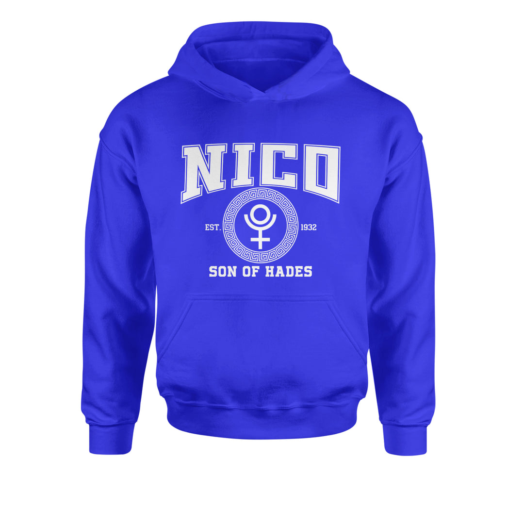 Nico Son of Hades Underworld Crest Youth-Sized Hoodie Royal Blue