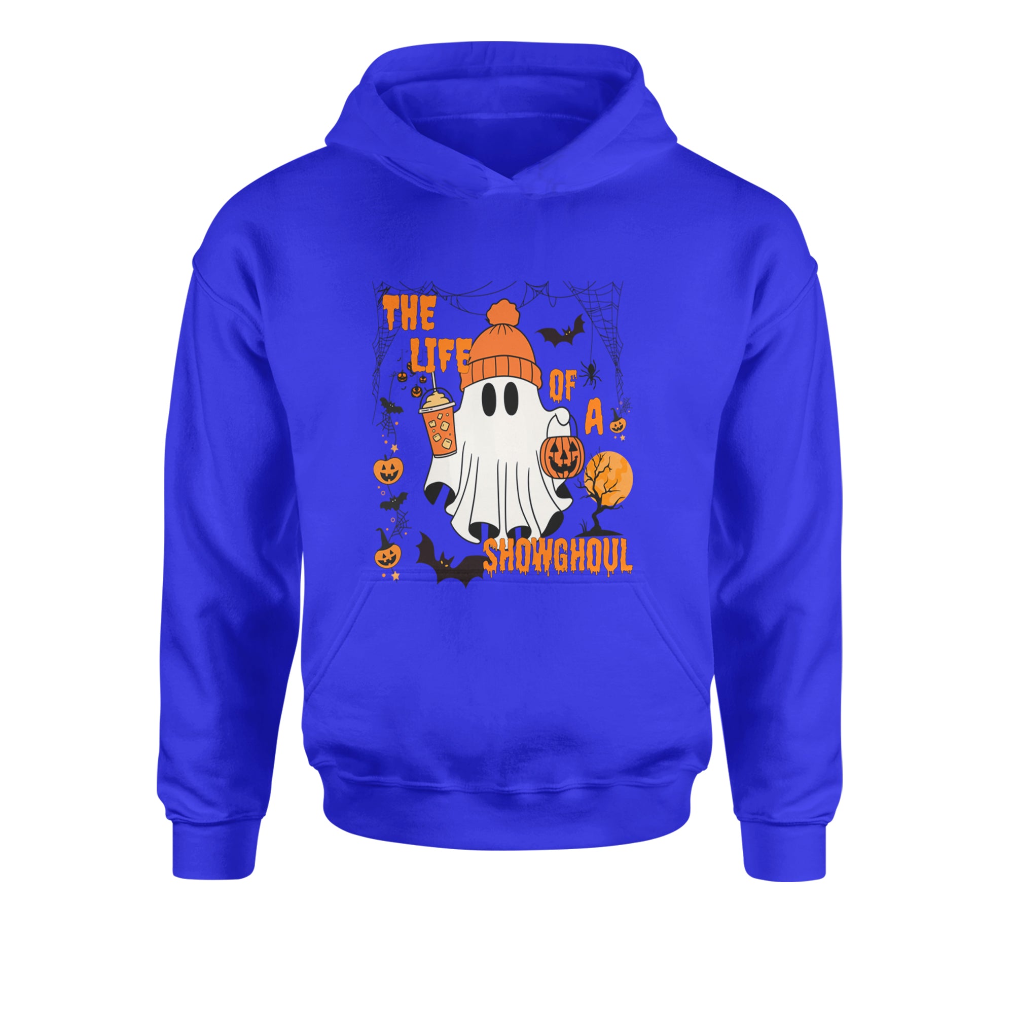 Life of a Showghoul Halloween Showgirl Vibes Youth-Sized Hoodie Royal Blue
