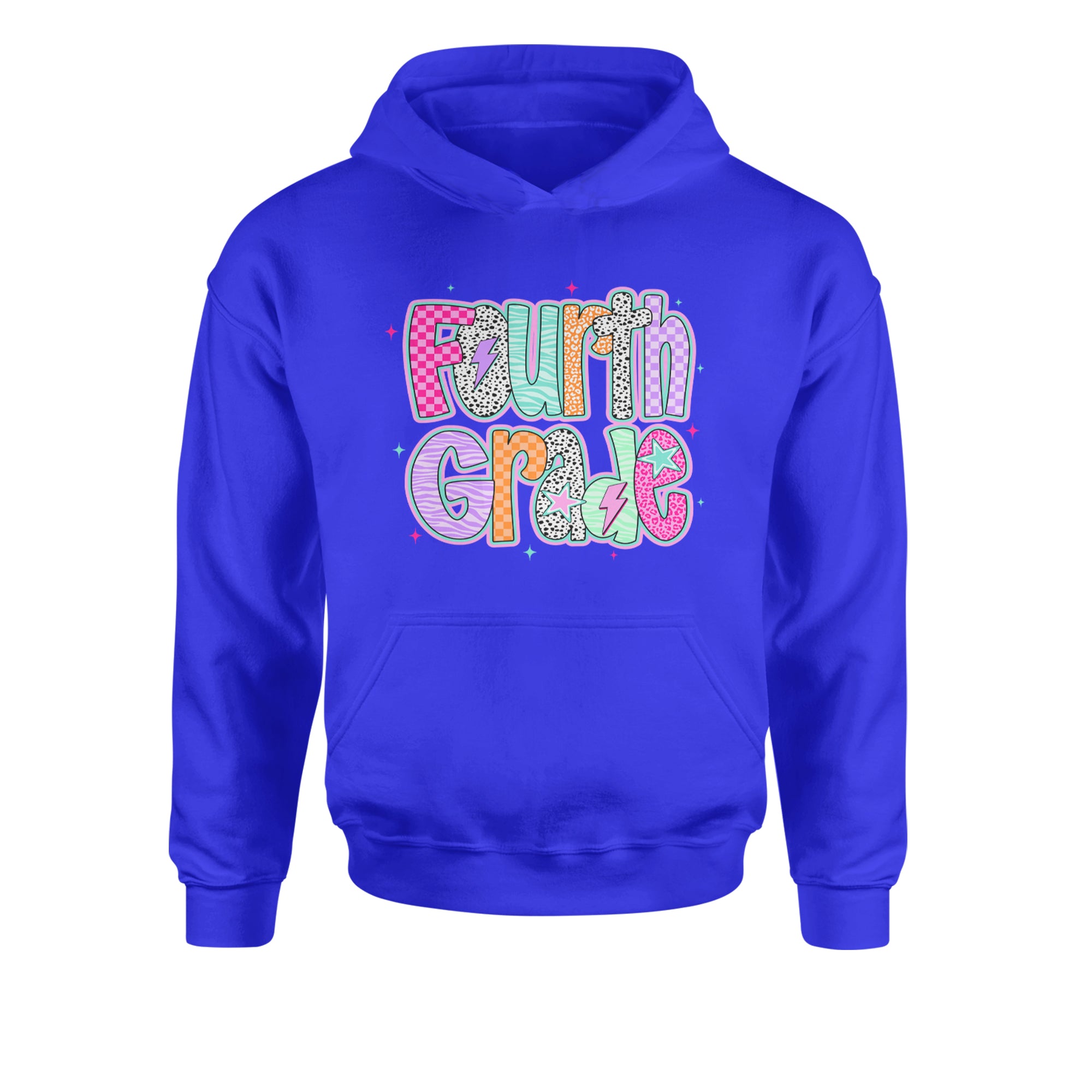 Fourth Grade Fierce Colorful Back to School Youth-Sized Hoodie Royal Blue