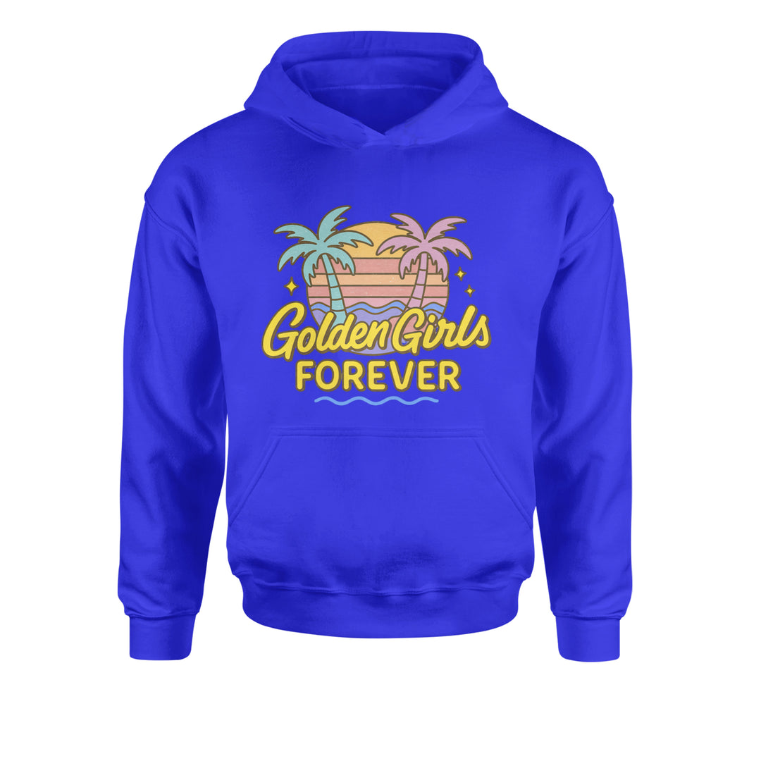 Golden Girls Forever Retro Sunset Youth-Sized Hoodie Royal Blue