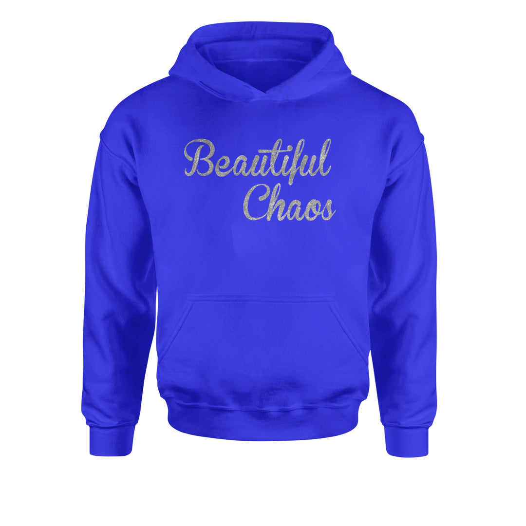 Beautiful Chaos Glitter Music Festival Youth-Sized Hoodie Royal Blue