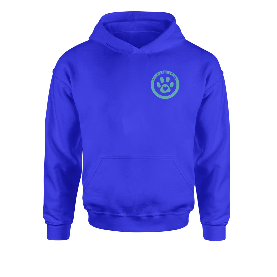 TLC To Love a Canine Dog Rescue Teal Youth-Sized Hoodie Royal Blue