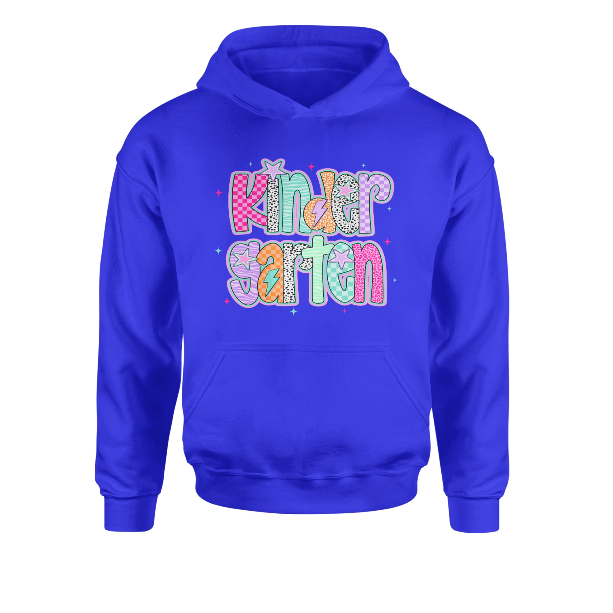 Kindergarten Cutie Colorful Back to School Youth-Sized Hoodie Royal Blue