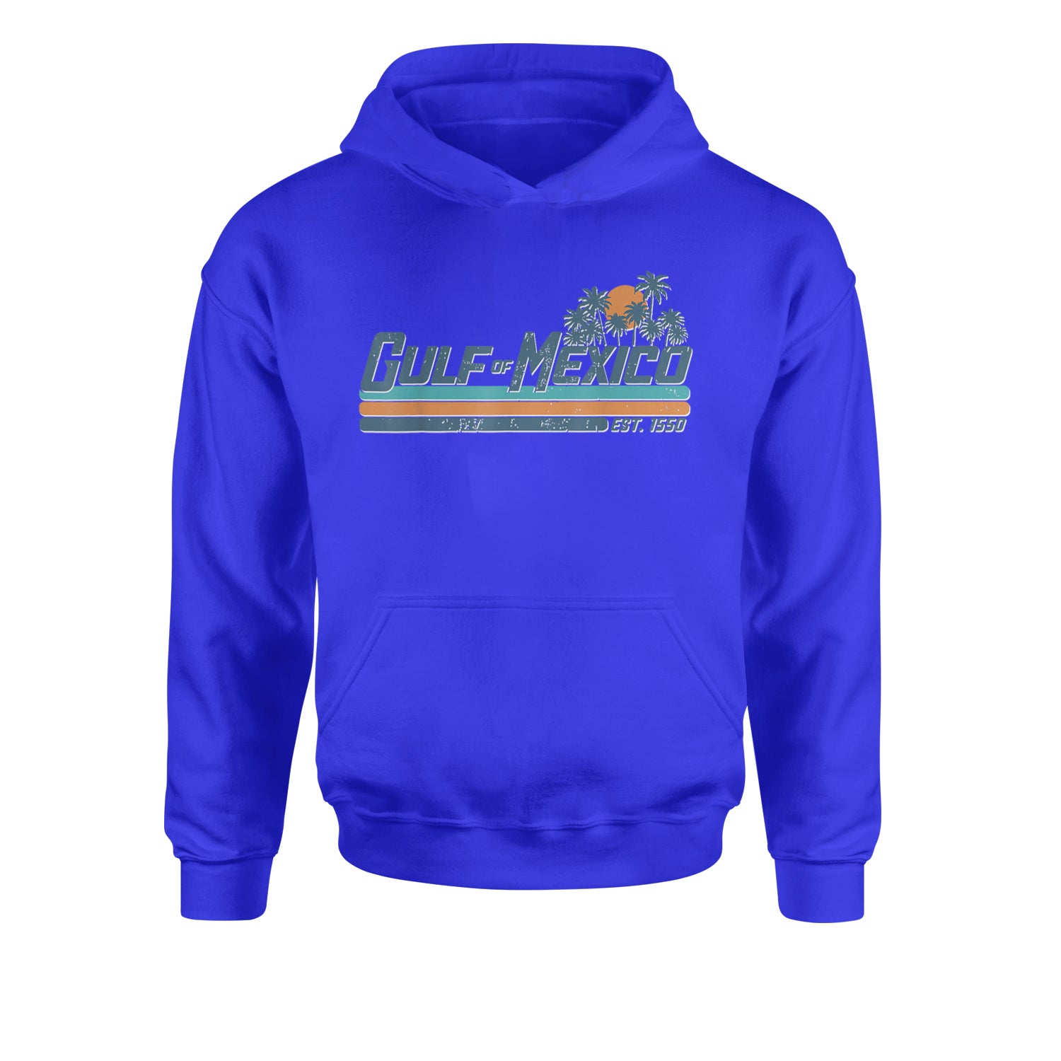 Gulf Of Mexico Established Year 1550 Youth-Sized Hoodie Royal Blue