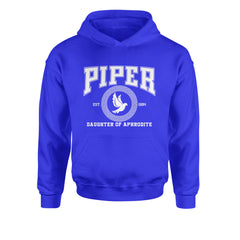 Piper Daughter of Aphrodite Rebel Heart Youth-Sized Hoodie Royal Blue