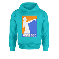 Point God Cunningham Basketball Pointing Meme  Youth-Sized Hoodie Teal