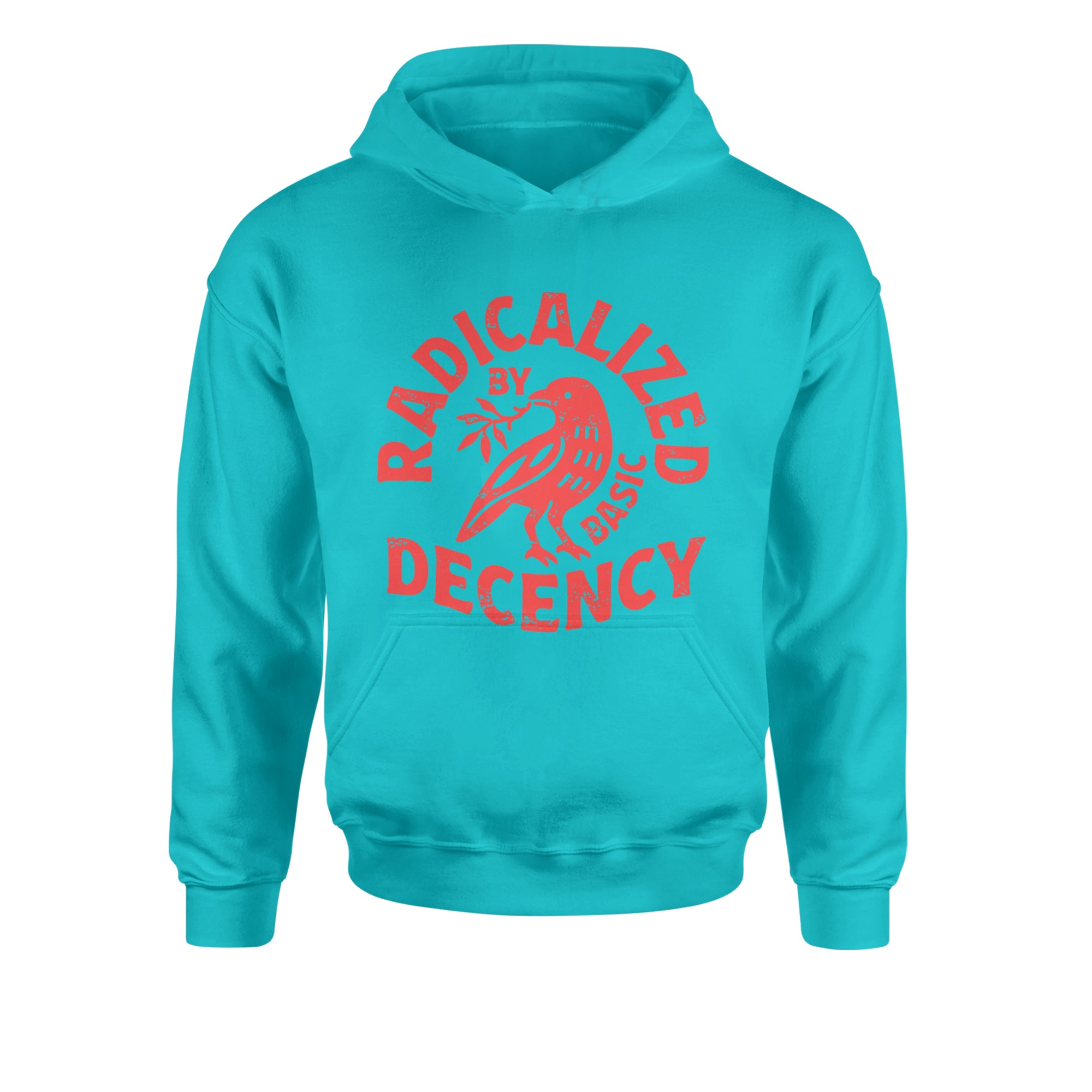 Radicalized by Basic Decency Dove Protest Statement Youth-Sized Hoodie Teal