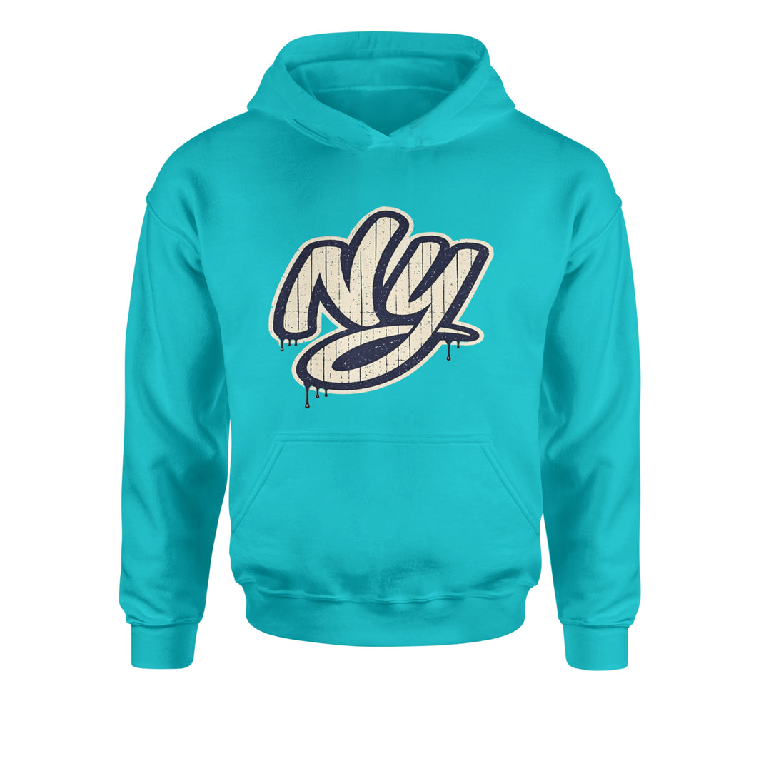 NYC New York City Grunge Street Youth-Sized Hoodie Teal