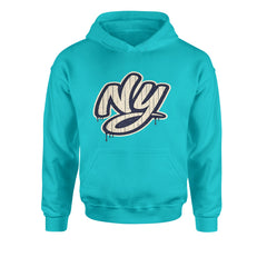 NYC New York City Grunge Street Youth-Sized Hoodie Teal