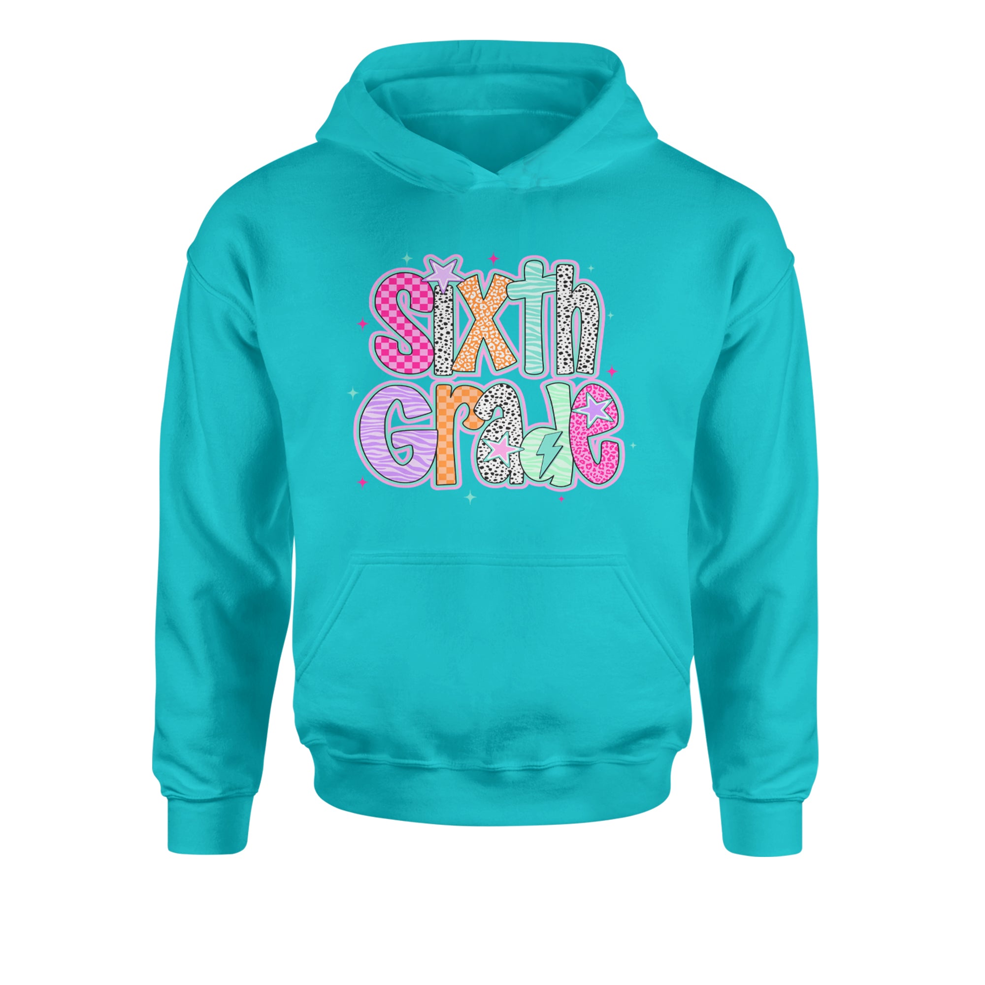 Sixth Grade Colorful Back to School Youth-Sized Hoodie Teal