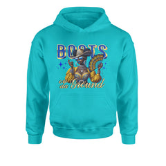 Boots On Da Ground Folding Fan Youth-Sized Hoodie Teal