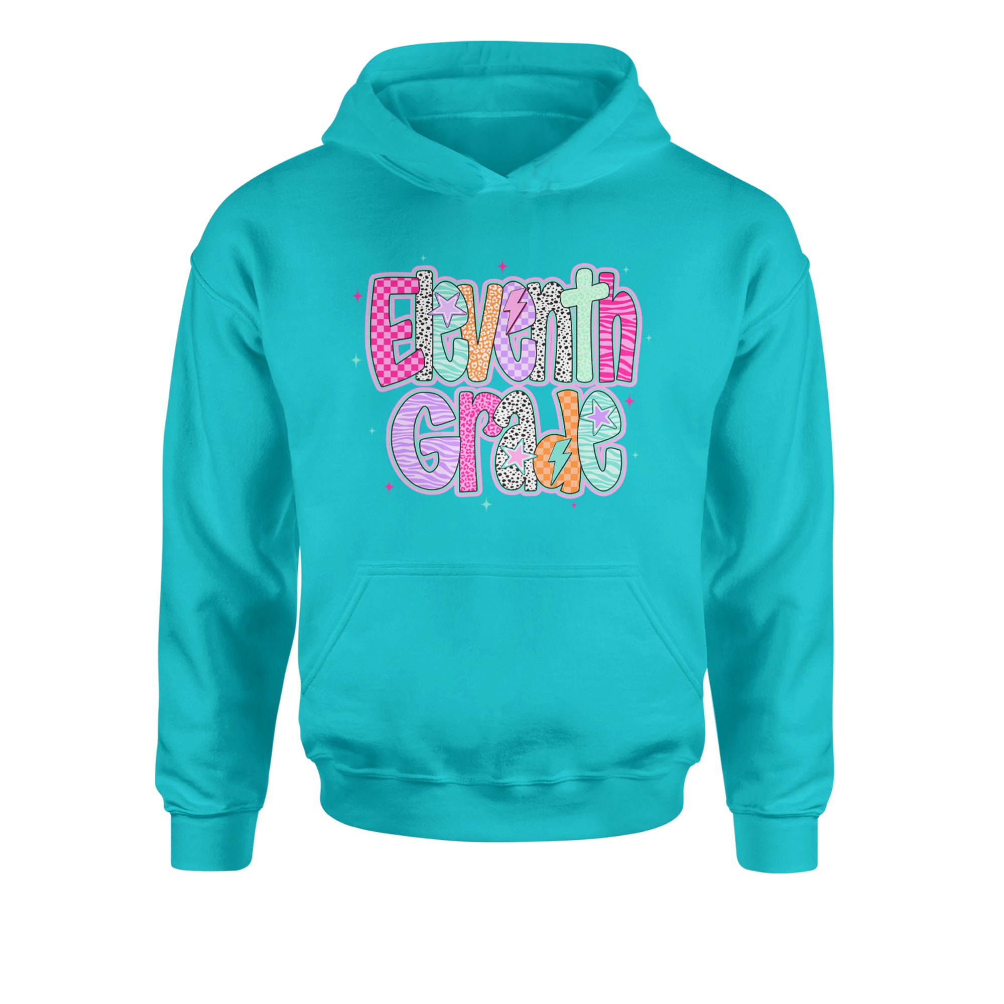 Eleventh Grade Extra Colorful Back to School Youth-Sized Hoodie Teal