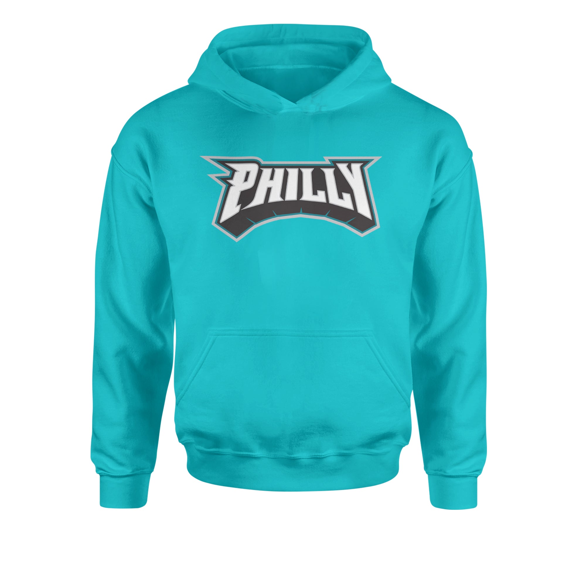 Philly Bold Block Throwback Youth-Sized Hoodie Teal