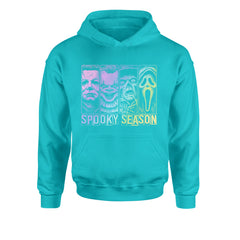 Spooky Season Horror Icons Halloween Youth-Sized Hoodie Teal