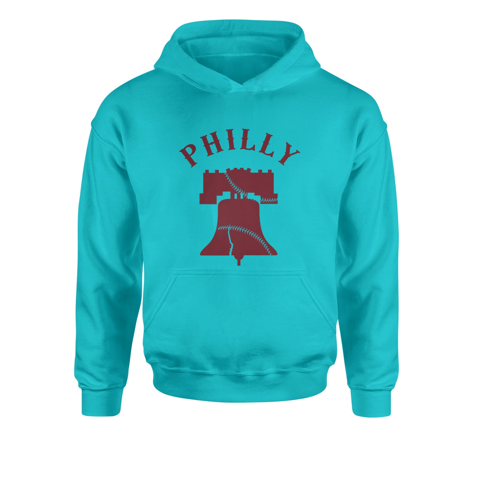 Philly Cracked Liberty Bell Youth-Sized Hoodie Teal