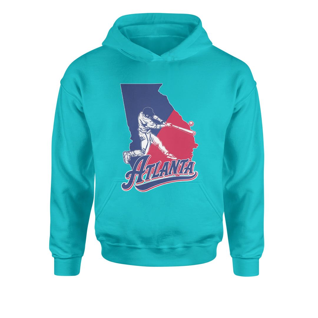 Atlanta Georgia Batter Up Youth-Sized Hoodie Teal