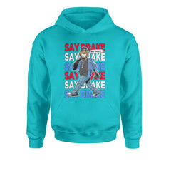 Say Drake Smiling Meme Mustard Youth-Sized Hoodie Teal