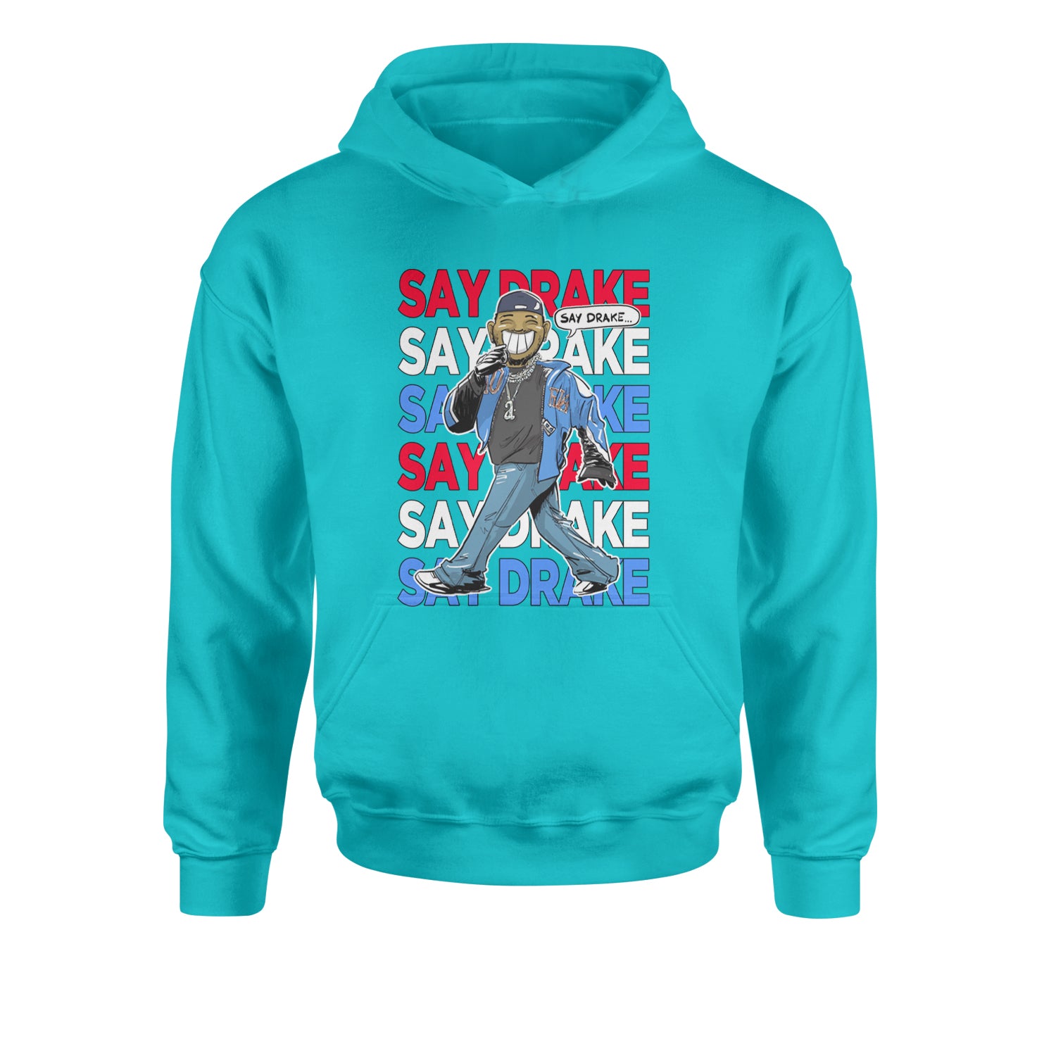 Say Drake Smiling Meme Mustard Youth-Sized Hoodie Teal