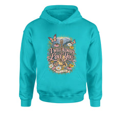 I Will Always Love You Dolly Youth-Sized Hoodie Teal