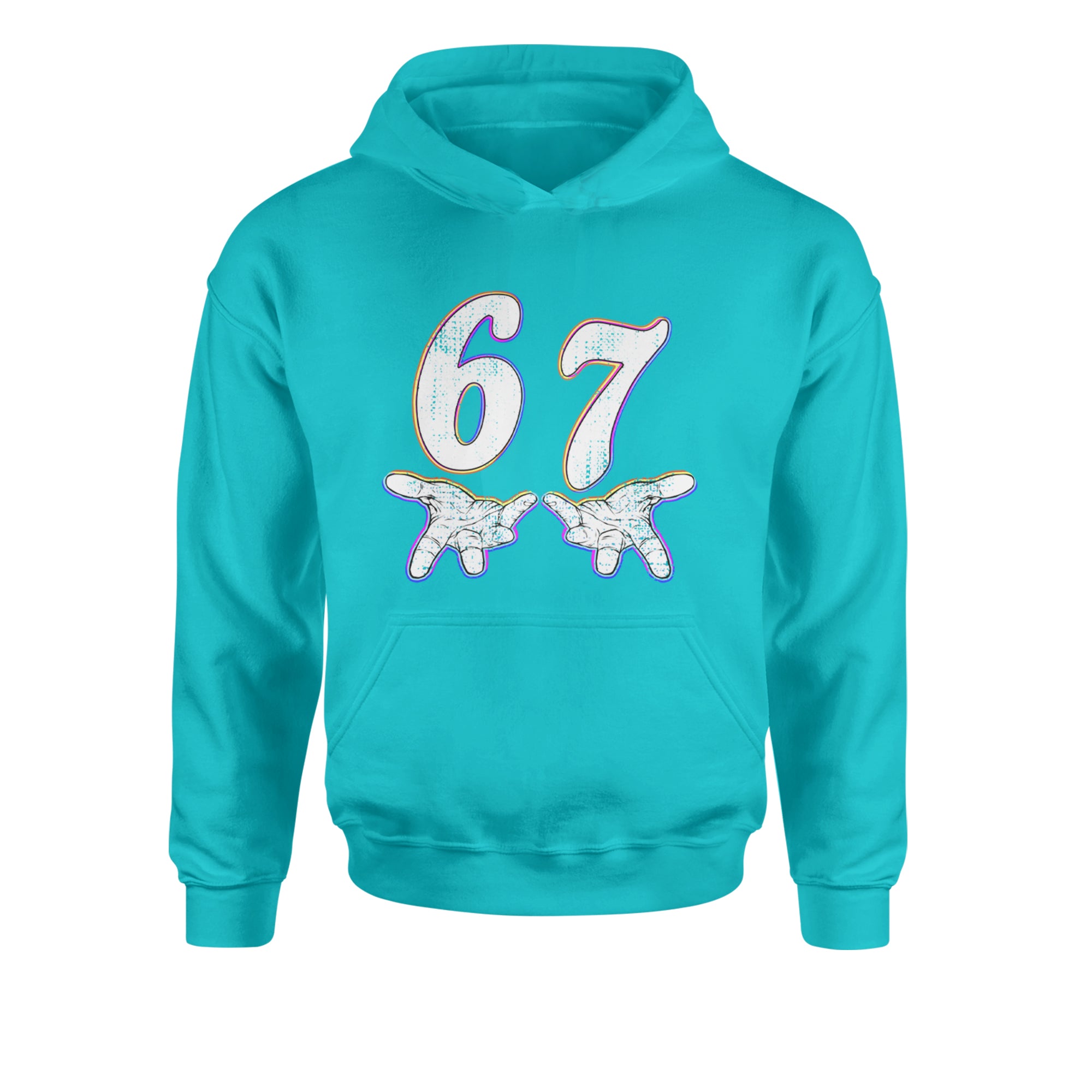 67 Hands Meme Viral Drill Youth-Sized Hoodie Teal