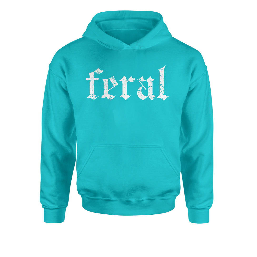 Feral Club Rat Festival Rave EDM Youth-Sized Hoodie Teal