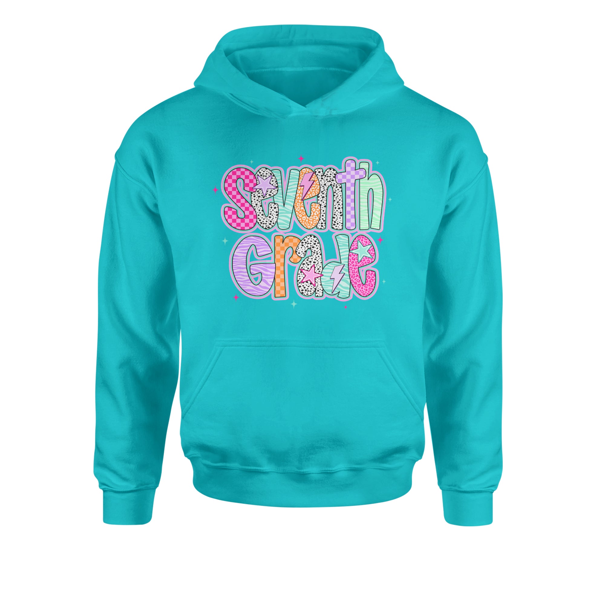 Seventh Grade Swagger Colorful Back to School Youth-Sized Hoodie Teal