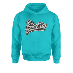 Sin City Vegas Retro Vintage Youth-Sized Hoodie Teal
