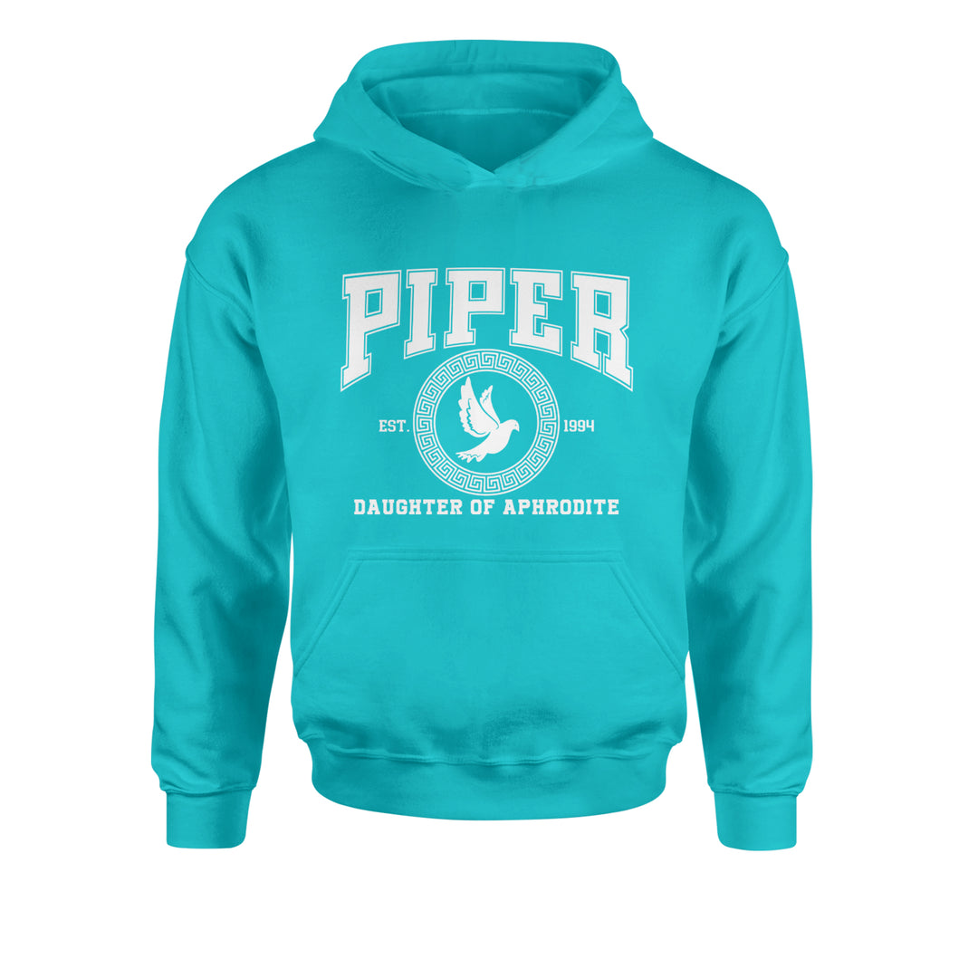 Piper Daughter of Aphrodite Rebel Heart Youth-Sized Hoodie Teal