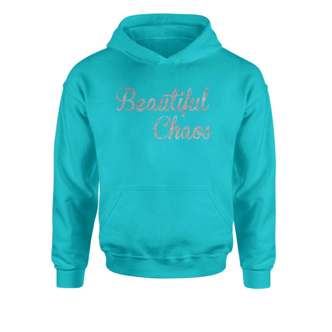 Beautiful Chaos Glitter Music Festival Youth-Sized Hoodie Teal