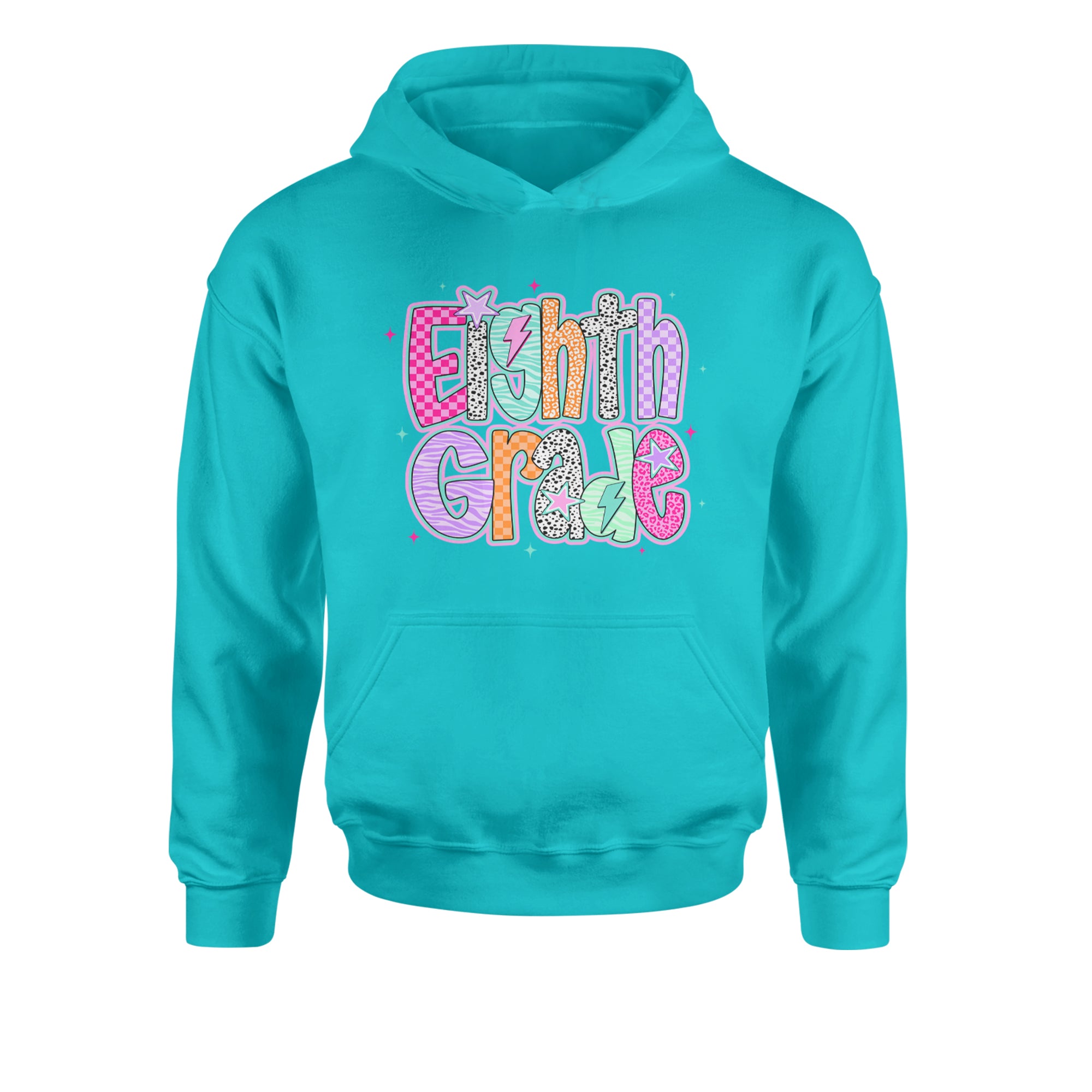 Eighth Grade Energy Colorful Back to School Youth-Sized Hoodie Teal