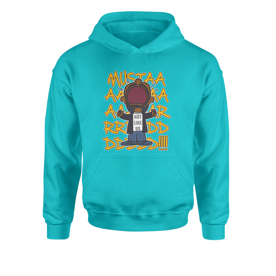 Kids' Heavyweight Fleece Pullover Hoodie with bold cartoon music-humor graphic and large chant-style typography