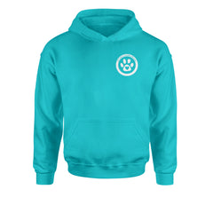 TLC To Love a Canine Dog Rescue White Youth-Sized Hoodie Teal