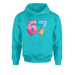 67 Dripping Ice Cream Donut Melt Youth-Sized Hoodie Teal