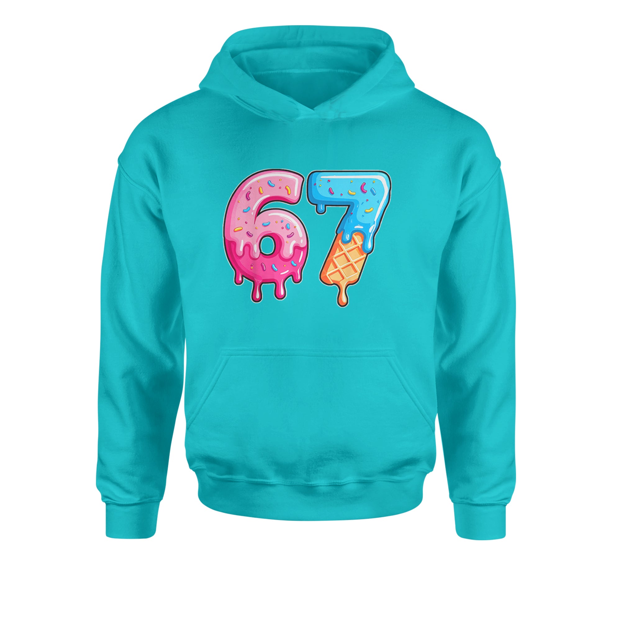 67 Dripping Ice Cream Donut Melt Youth-Sized Hoodie Teal