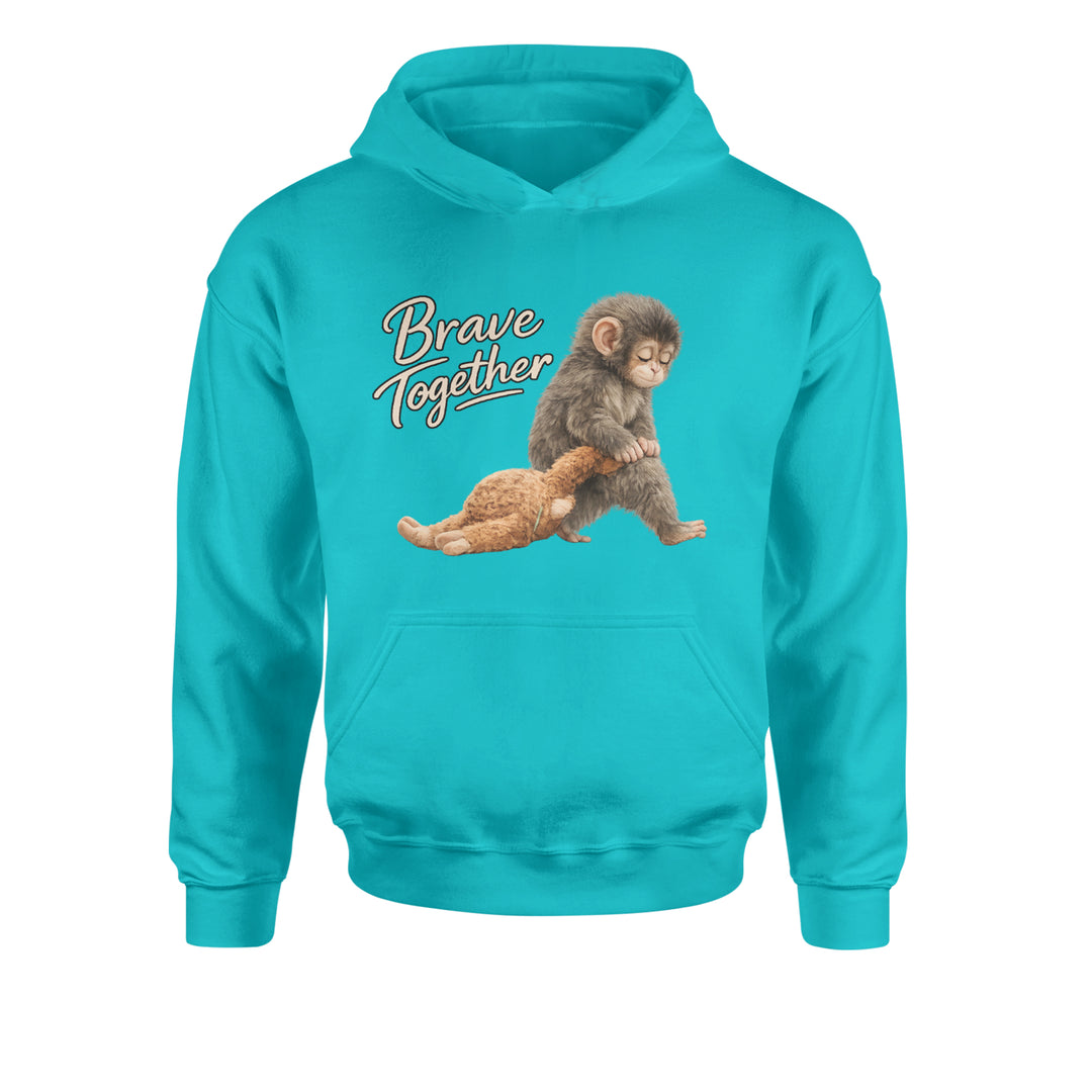 Punch Brave Together Stuffed Animal Youth-Sized Hoodie Teal
