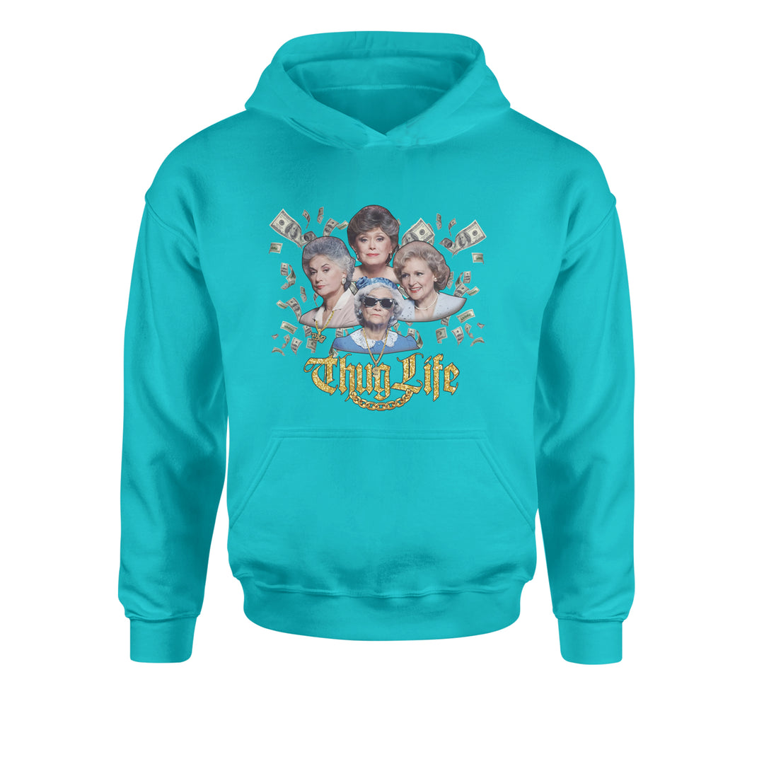 Golden Chain Thug Life Girls Youth-Sized Hoodie Teal