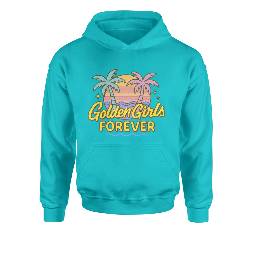 Golden Girls Forever Retro Sunset Youth-Sized Hoodie Teal