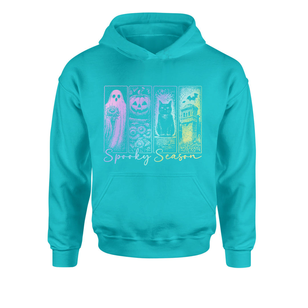 Spooky Season Cute Pastel Halloween Design Youth-Sized Hoodie Teal