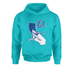 Los Angeles Baseball Batter Up Youth-Sized Hoodie Teal