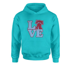 Love Philly Liberty Bell Youth-Sized Hoodie Teal