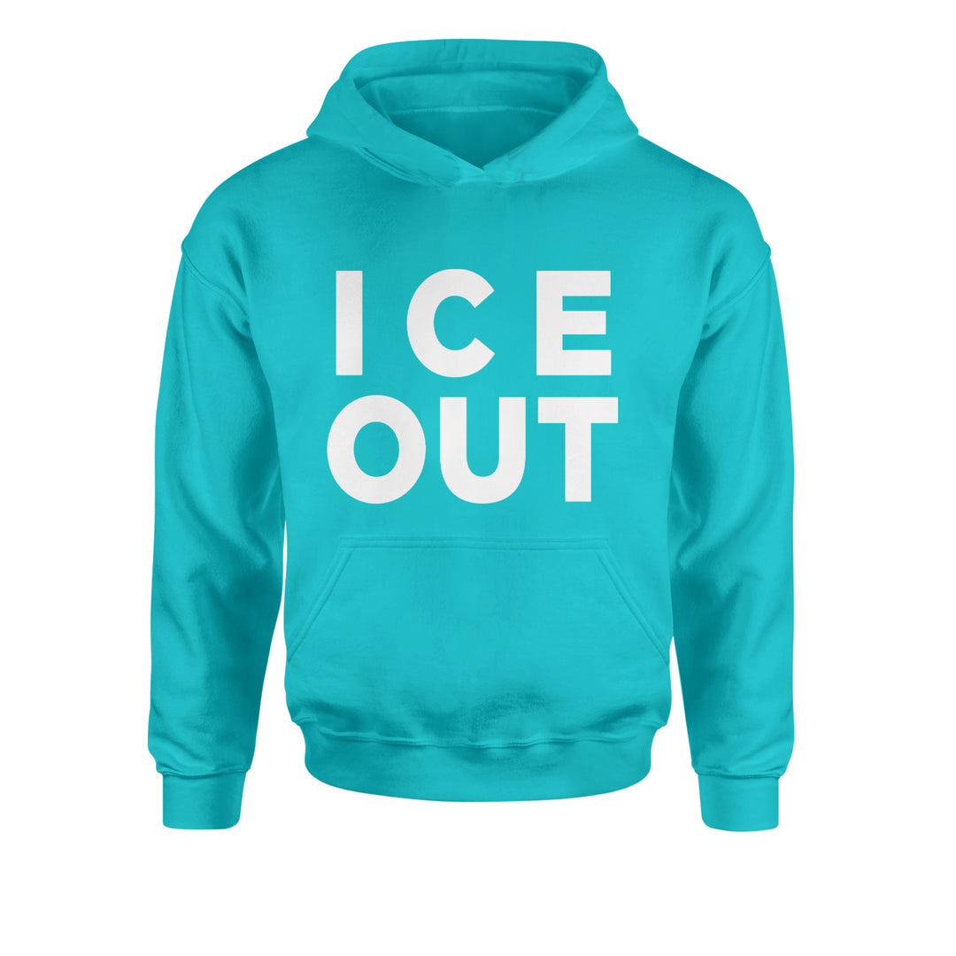 Ice Out Protest Youth-Sized Hoodie Teal