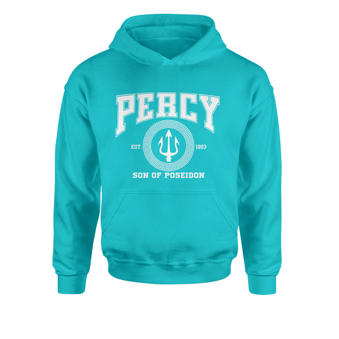 Percy Son Of Poseidon Sea God Youth-Sized Hoodie Teal