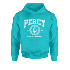 Percy Son Of Poseidon Sea God Youth-Sized Hoodie Teal